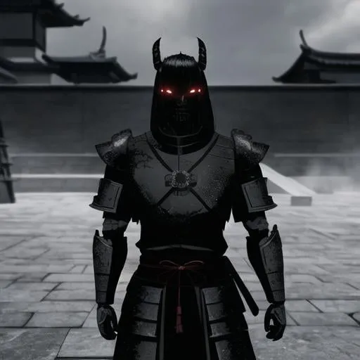 Prompt: <mymodel>Samurai demon toad, dark, 3D rendering, ominous atmosphere, detailed armor, menacing gaze, high quality, dark fantasy, detailed scales, eerie lighting, intimidating presence