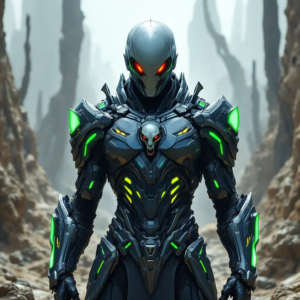 Sci-fi Alien military Knight wearing power armor