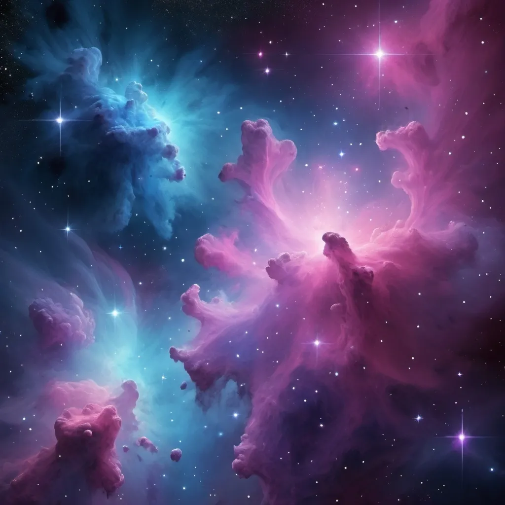 Prompt: nebula, cartoony, purple, blue, pink, stars