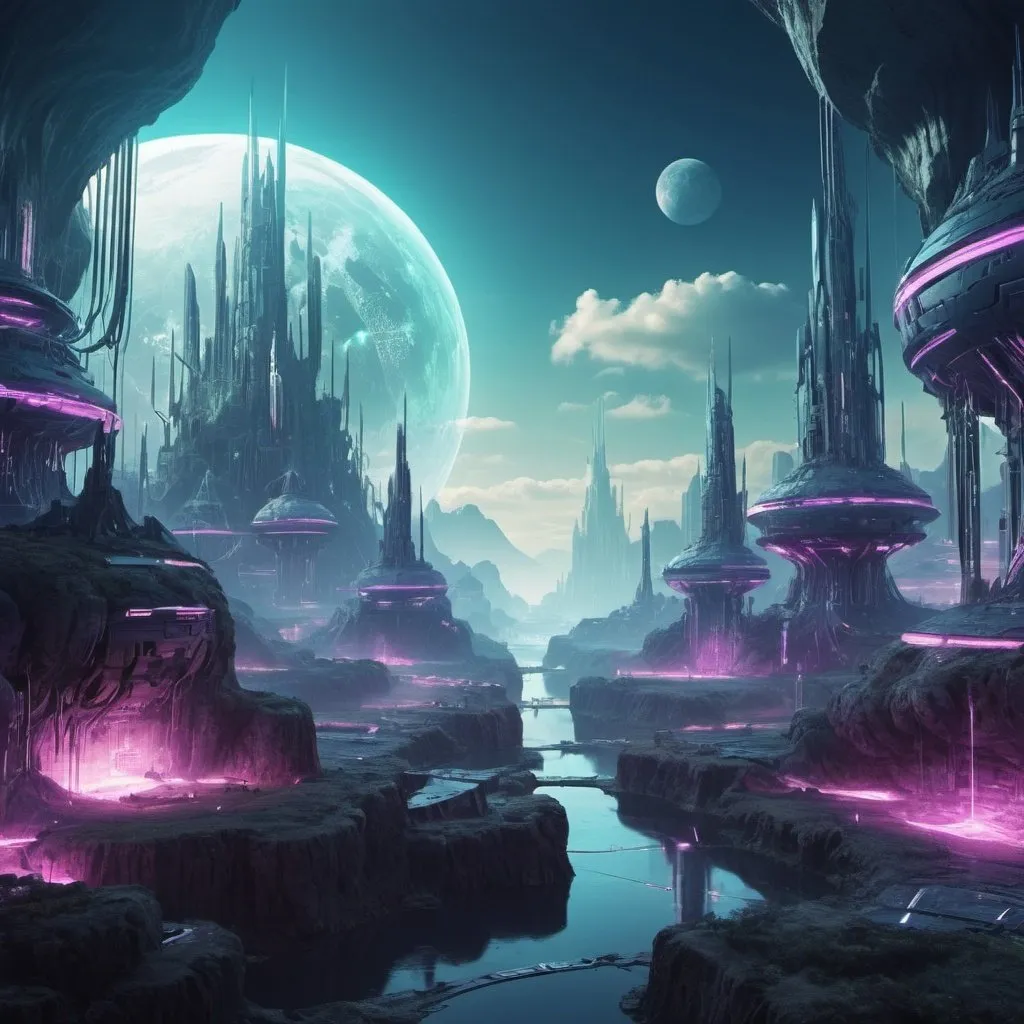 fantasy cyber world landscape