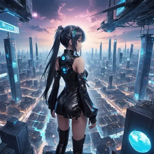 Prompt: anime fantasy cyber world view