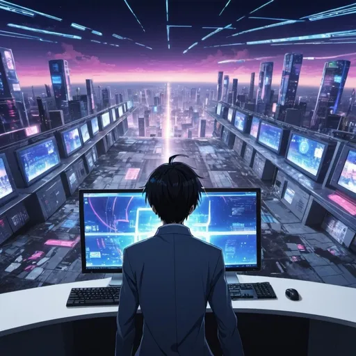 Prompt: panorama anime cyber world