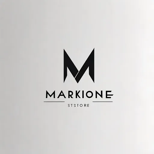 Prompt: Sleek, minimalist logo design for 'markione' store, modern and professional, monochromatic color scheme, clean lines, high quality, minimalist, modern, professional, monochromatic, sleek design