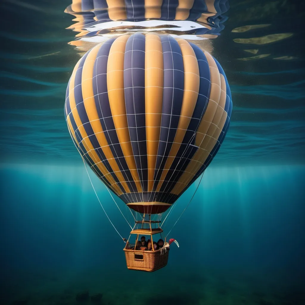 Prompt: hot air balloon under water