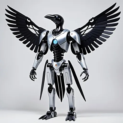 Prompt: robot raven wings outstretched