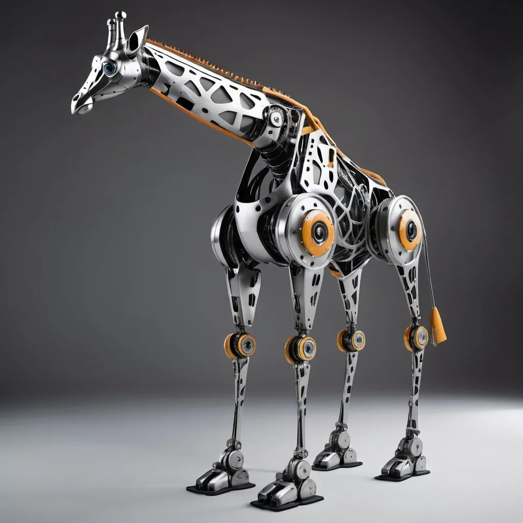 Prompt: steel robot that looks like a giraffe

