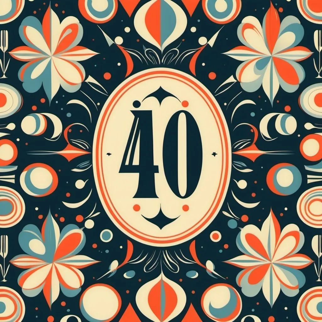 Prompt: retro pattern for a 40th birthday, suitable for decorations and invitations