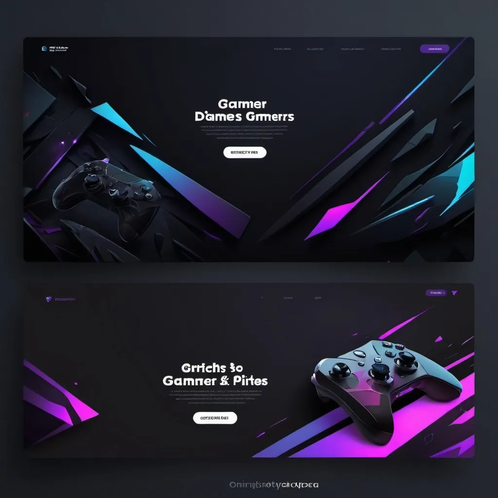 Prompt: Header for marketplace for gamers. Dark colors, plenty emty space, abstract