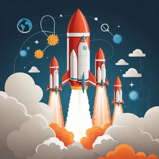 Prompt: Create Rocket Launch: Depict engineers launching a rocket, symbolizing high productivity and great achievements.