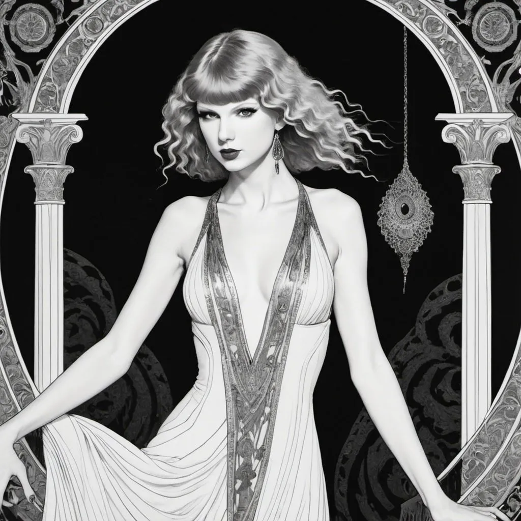 Prompt: Taylor Swift as Aubrey Beardsley's Salome