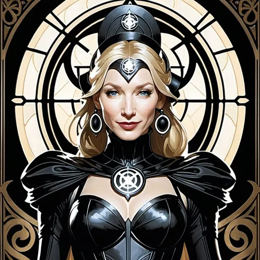 Prompt: Cate Blanchett as Black Lantern by Alphonse Mucha