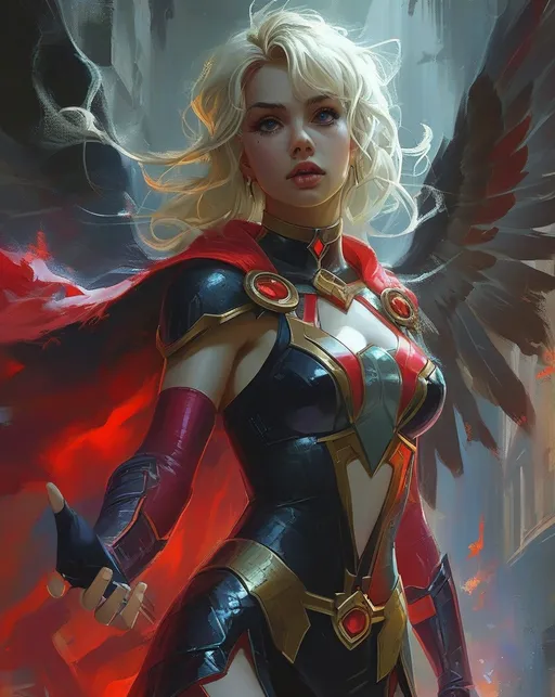 Prompt: Create a new hero and call her Strange Angel. Earth's gothic new supernatural protector. 
