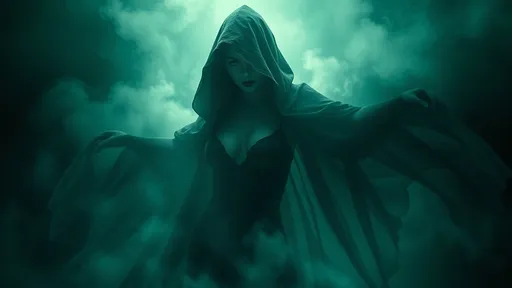 Prompt: (the spectre spirit of vengeance), mysterious cloaked beautiful well endowed female  figure, (haunting expression), ethereal presence shrouded in shadows, floating, enveloped by mist, deep green and white color tones contrasting with (cool ambient lighting), surreal landscape, eerie atmosphere, captivating yet unsettling mood, ultra-detailed, high quality, invoking intrigue and curiosity, cinematic depth with dramatic lighting and shadow play.