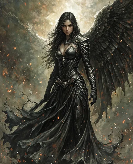 Prompt: Create a new hero and call her Strange Angel. Earth's gothic new supernatural protector. 