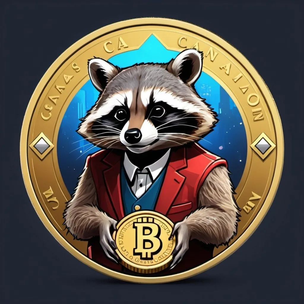 Prompt: generate design of casino coin showing racoon and the coin is called racoin