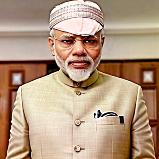 Prompt: narendra modi offering muslim prayers wearing a cap, in a room