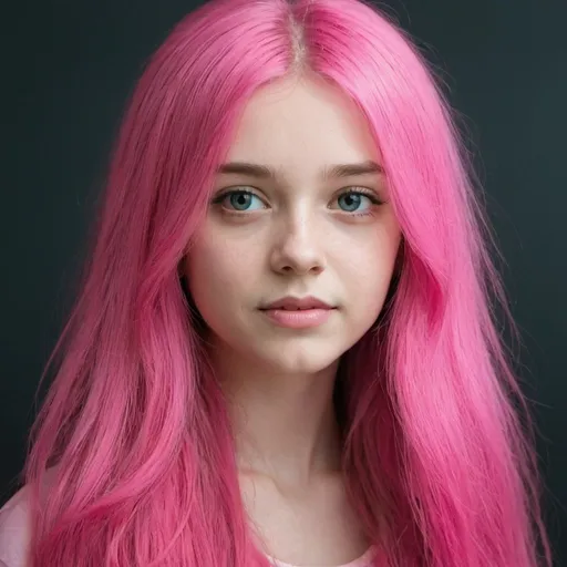 Prompt: a girl with a long hair pink
