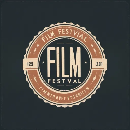 Prompt: (Film festival logo), simple, hipster, underground, vintage, muted colors, retro design, distressed textures, hand-drawn elements, minimalist typography, warm tones, artistic and indie vibe, clean layout, iconic and timeless, dark background, subtle gradients, professional branding