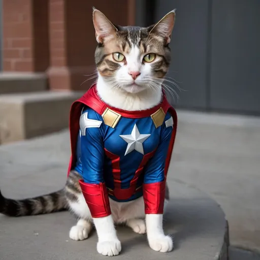 Prompt: cats with marvel Heroes Costume in action