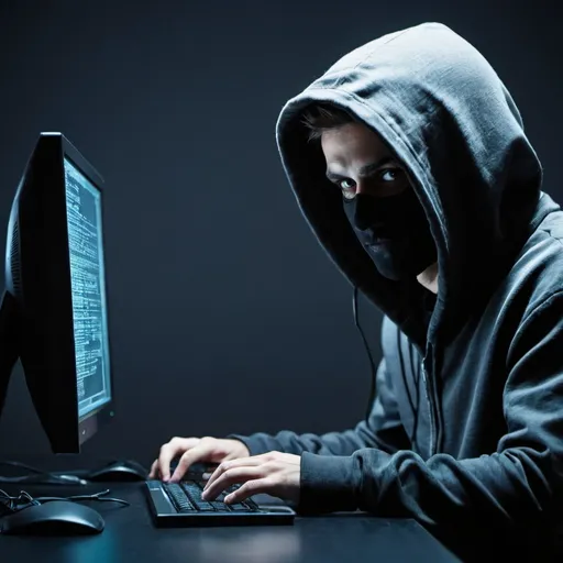 Prompt: a hacker in front of a computer
