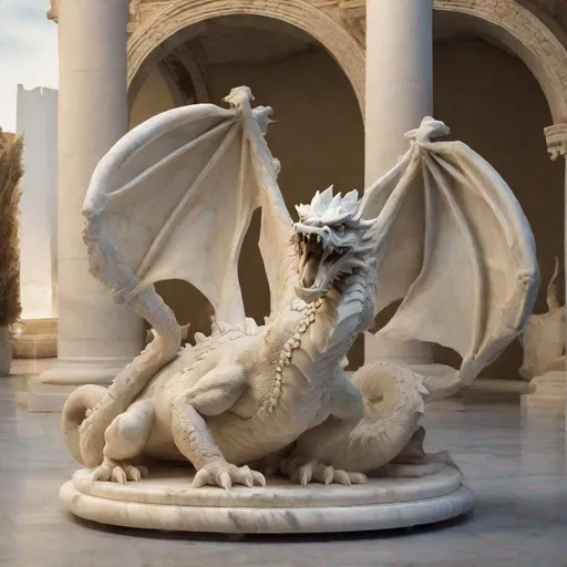 Prompt: marble sculpture full body dragon .hellenistic 1st century AD,soft lighting, highres, hd