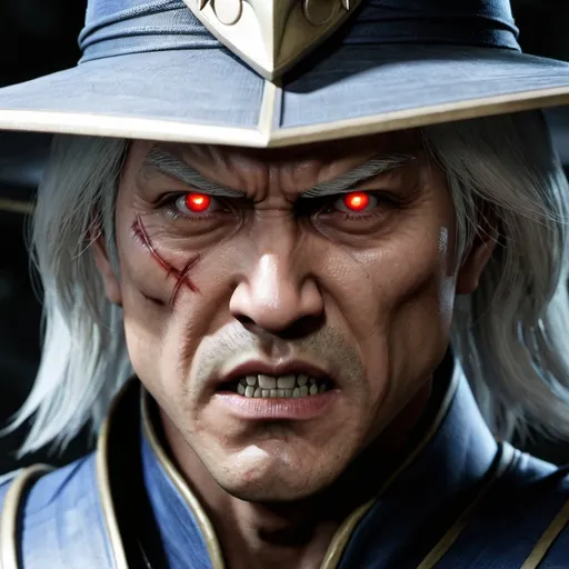 Prompt: angry close up of raiden from mortal kombat