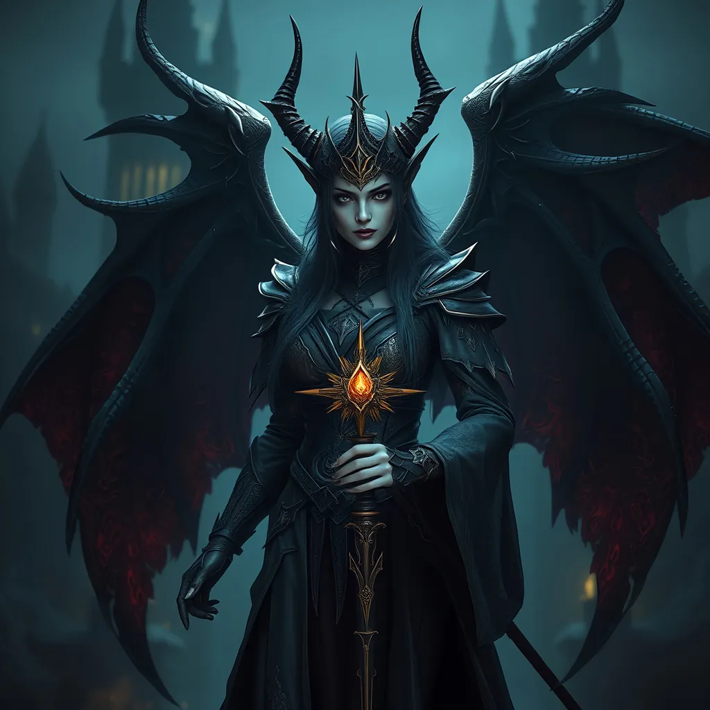 Prompt: Evil, satanic, elf female, glaring eyes, dim eyes, sorceress, dark castle, floating, dark magic, dark elements, tattered robes, female build, holding weapon, ornate armor, undead female, female lich, queen of darkness, 8k, unreal engine