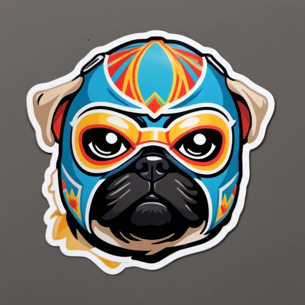 Prompt: pug head wearing full face luchador wrestling mask