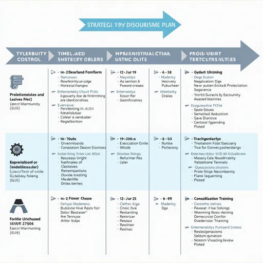 Prompt: A detailed timeline visualizes a strategic cybersecurity plan spanning from May 2025 to June 2026, divided into three main phases: Cyber Diagnostic, Implementation of Strategic Controls, and Consolidation and Sustainability. The Cyber Diagnostic phase includes essential activities such as maturity assessment, critical asset mapping, vulnerability scans, penetration testing, and compliance evaluation with LGPD (General Data Protection Law). The subsequent phase focuses on implementing security measures, including network segmentation, protection of devices, Zero Trust model adoption, and awareness training. Finally, the timeline culminates in the Consolidation phase, entailing policy unification, preparatory audits for ISO/IEC 27001, and the formulation of a continuity plan, ensuring a structured approach to enhancing organizational cybersecurity.