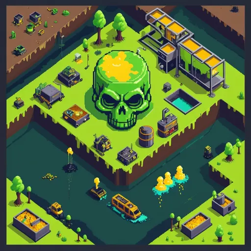 Prompt: Toxic waste, map, 2d, pixel art