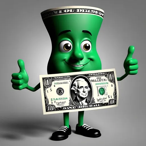 Prompt: create a dollar bill character