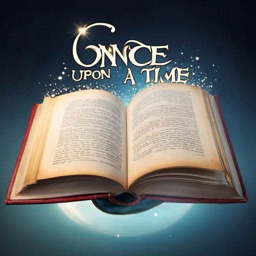 Prompt: An open book with the words "Once upon a time" floating above it