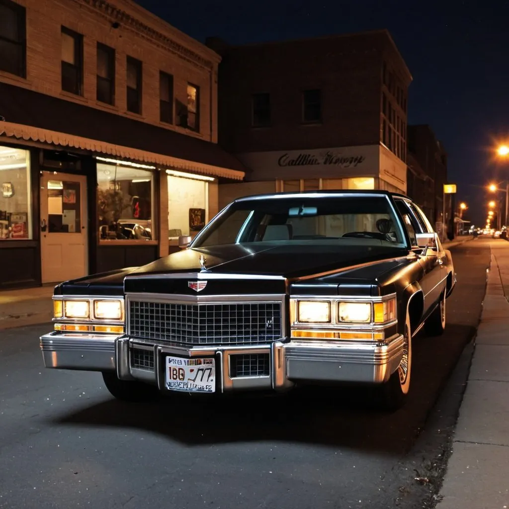 Prompt: Cadillac 1979 at night
