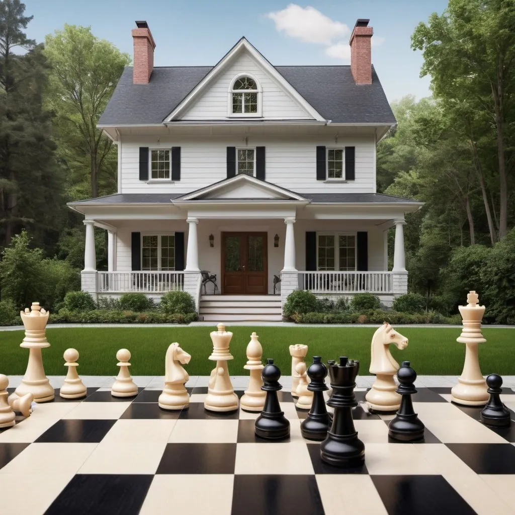 Prompt: Real estate ad for a home with chess motif