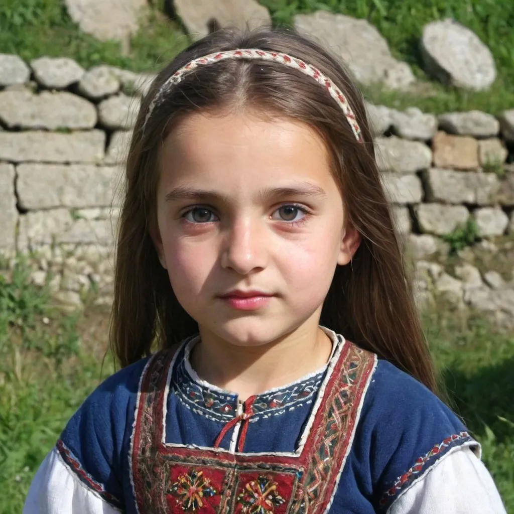 Prompt: Little girl from serbia 14. centuries