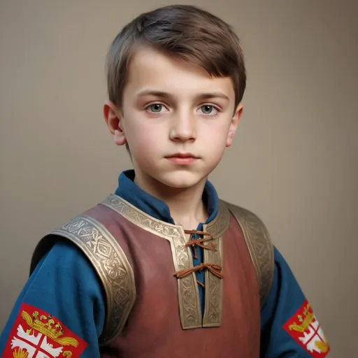 Prompt: Create serbian boy from 14 centuries 