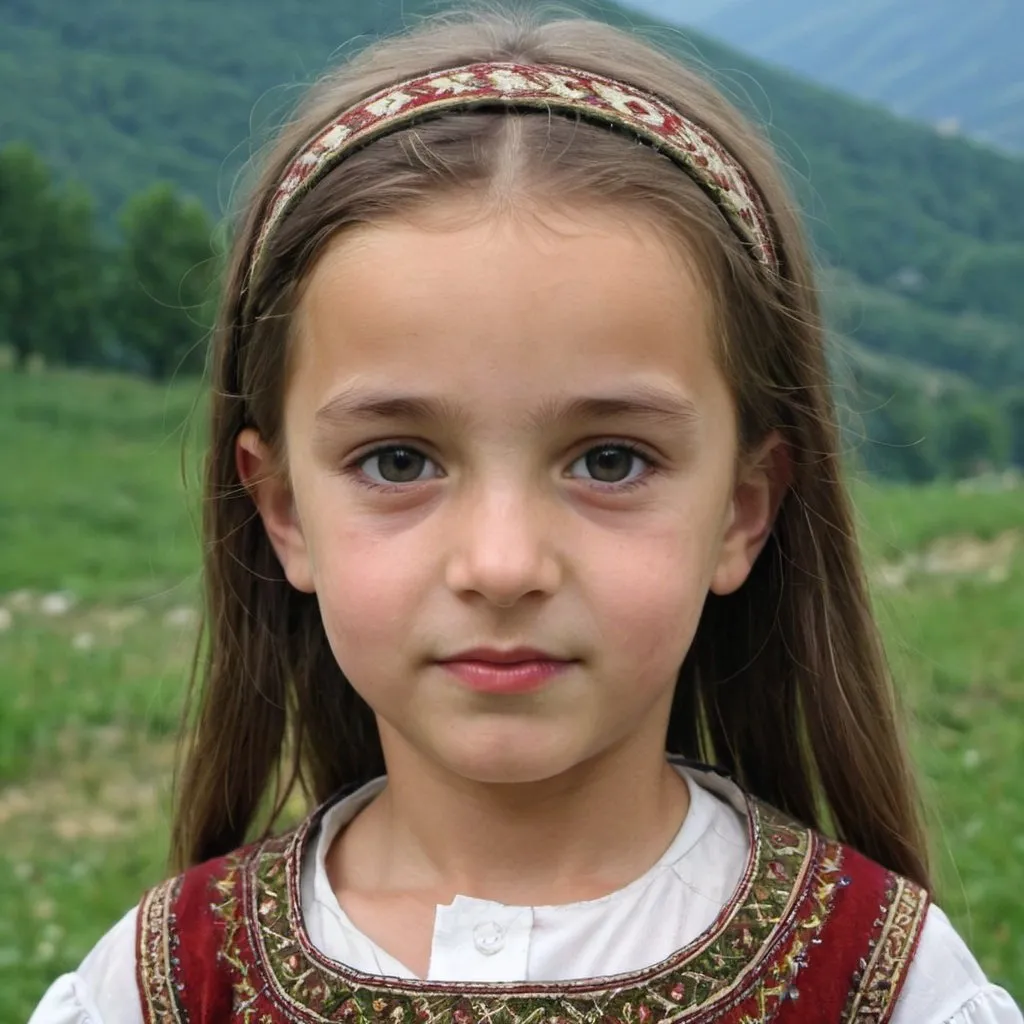 Prompt: Little girl from serbia 14. centuries