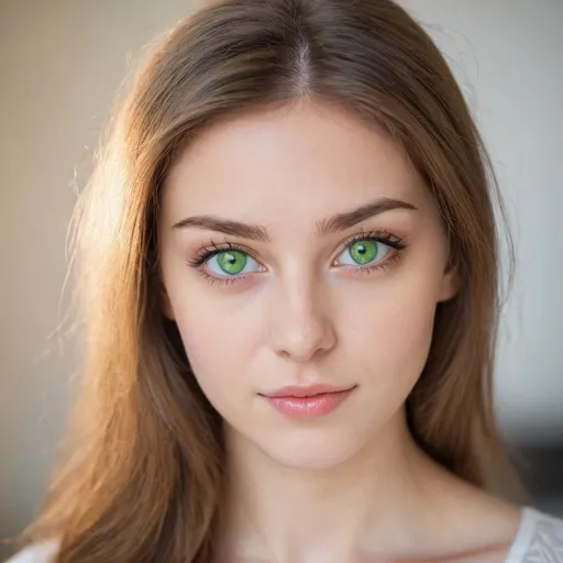 Prompt: portrait of a beautiful young woman looking for love with green eyes