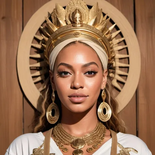 Prompt: Generate an AI image depicting Beyoncé embodying the essence of her song ‘This Ain’t Texas,’ transformed into the likeness of Buddha, with a Western twist inspired by the American Wild West and American Black culture. Beyoncé should exude profound serenity, wisdom, and empowerment, with features reminiscent of Buddha’s iconic depiction, such as a serene expression and closed eyes that emanate inner peace and enlightenment. Ensure that her facial features maintain recognizable elements of Beyoncé’s likeness, such as her hairstyle or facial structure, while embodying the spiritual essence of Buddha with a Western flair. Show Beyoncé’s body and outfit in a way that reflects her iconic style and American Black culture, exuding confidence, strength, and empowerment. Additionally, ensure that Beyoncé’s third eye chakra is visible, symbolized by a glowing or radiant area between her eyebrows, which represents intuition, insight, and spiritual awareness. Set the scene with a backdrop that evokes the spirit of the American Wild West, such as a rugged desert landscape with tumbleweeds, cacti, and old wooden structures reminiscent of the Old West frontier. Let the composition convey a sense of overcoming trials and tribulations, with Beyoncé embodying resilience, determination, and triumph over adversity, resonating with the themes of her song