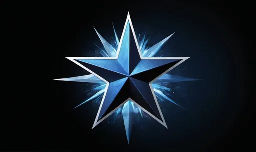 Prompt: a blue and black logo with a star in the middle of it and a blue and white star in the middle, Everett Warner, expressionism, extreme illustration, a 3D render