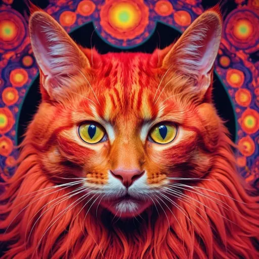 Prompt: psychedelic image of a red cat