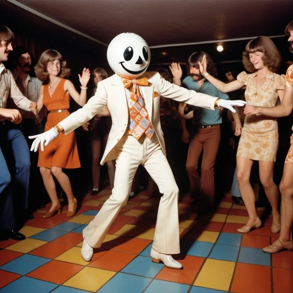 Prompt: an anthropomorphised handkerchief dancing on a 70s disco floor 