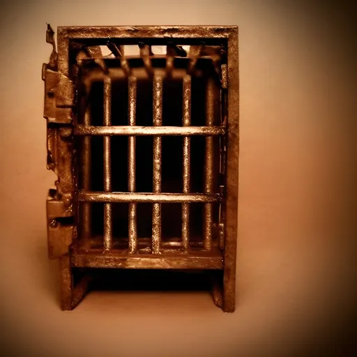 Prompt: someone opening their chest, revealing inside them a cage with themself inside it.