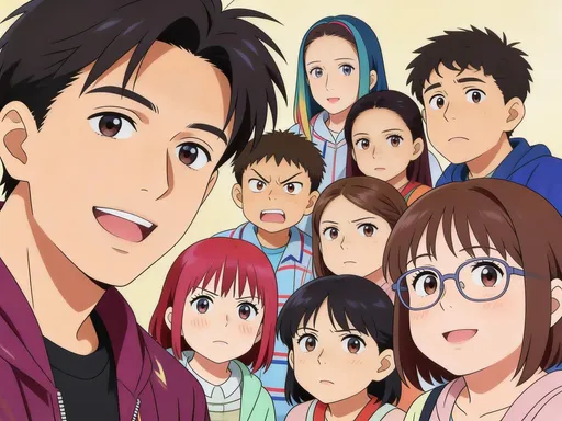 Prompt: Make a anime video on a story A unique family i met in which a 25 years old boy tell his biography.. 
I met a family who was first just a students and a common people who hired me as a teacher to teacher their children but those students are not now my family but my reason to live in this useless world. They made me happy whenever i get sad, they made me laugh whenever i get furious, they made me calm whenever i got worried.. they made me a brother for them to guide them about the world, to teach them how to treat each other, to tell them what to do and what is avoided. They treat me like their own family member. They gave me all type of relaxation except sleeping there. I felt some time what they are, what the attraction which attract me toward them, what they have done with me, as i didn't worried enough about my own family more than them. I feel them like my own family. 
There are 7 siblings in that unique family but with including me we are 8 siblings. All are unique and loveable for me. At first a little+old girl, which is only 8 years old, always shock me with her talks. Then her elder sister which is 12 years old, which always won my heart by accomplishments of my all given works. Then a boy who is 8 years old and always make me furious but a entertainer for me. Then his elder sister who is 12 years old and don't know what to say but she said everything she wants. And his sister who is 12 years old and always stare me like a snake. Then their elder brother who is 15 years old always make me confused into tackling him. And a over smart and talkative sister, who is 16 years old and little bit healthy with glasses, is seemed like she is not that's family's members, because she is more unique for me than her siblings. But they all always make me proud when they all call me brother of them.