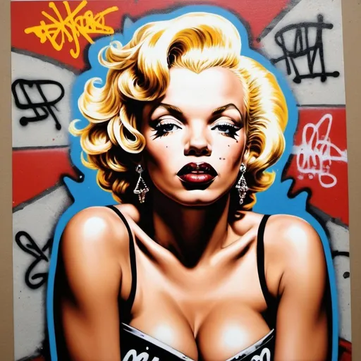 Prompt: Graffiti Gangster color print thug marlyne monroe 