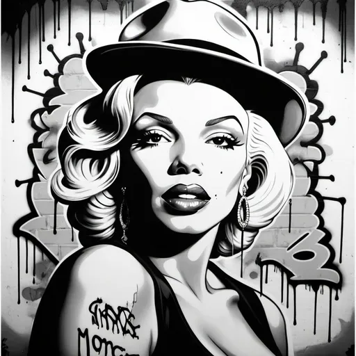 Prompt: Graffiti Gangster colorimg pages print thug marlyne monroe 