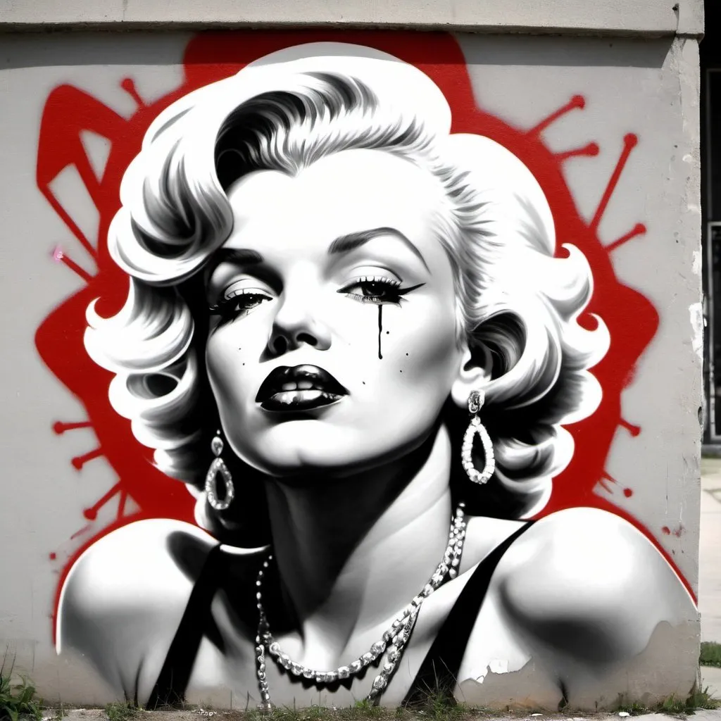 Prompt: Gangster marlyne monroe graffiti thug