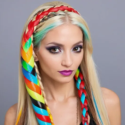 Prompt: Sedusa microbraided blonde long multicolored snake hair graffiti charachter - sedusa adornment