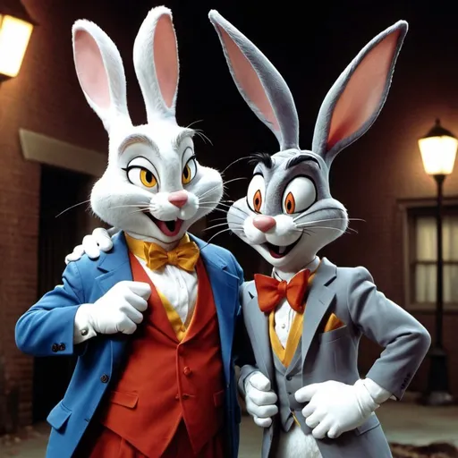 Prompt: Gangster Roger rabbit and thug bugs bunny 