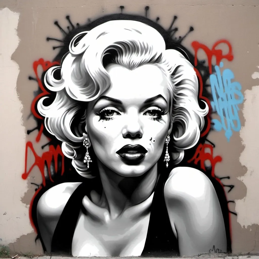 Prompt: Gangster marlyne monroe graffiti thug